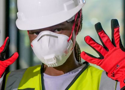 A person wearing safety clothing