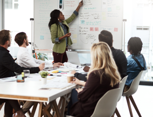 A person presenting in a meeting