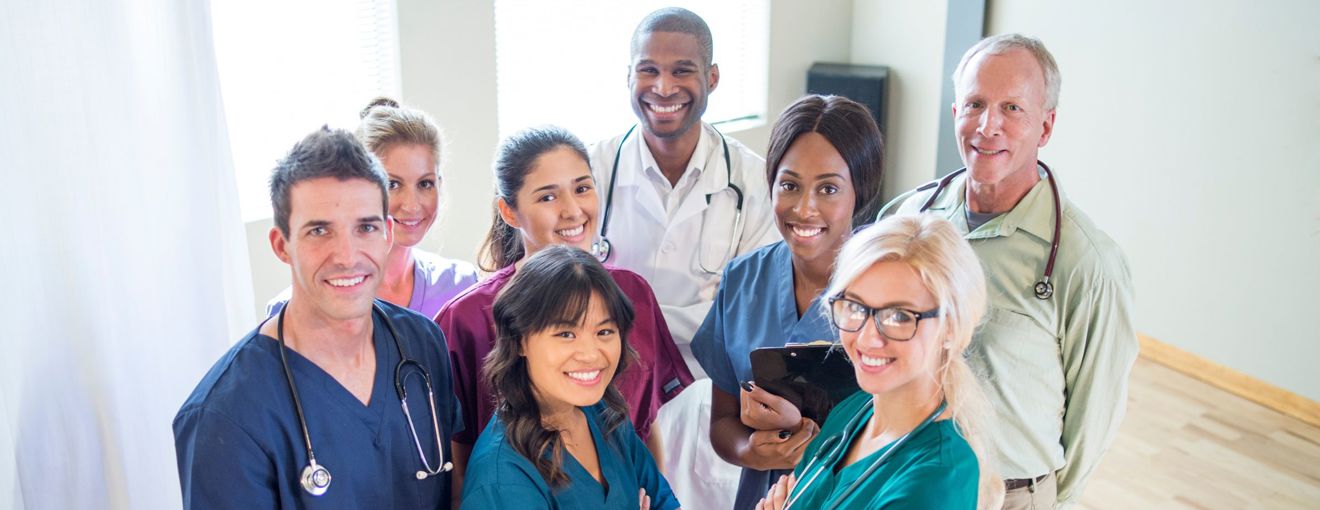 Public service staff in uniform group picture 