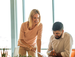 A person presenting in a meeting