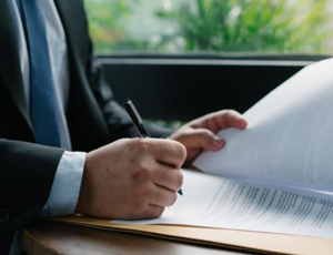A person signing a contract